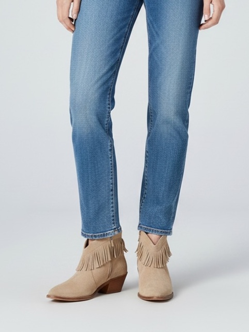Joie Cream Suede Booties with Fringe Size 7.5 / 38